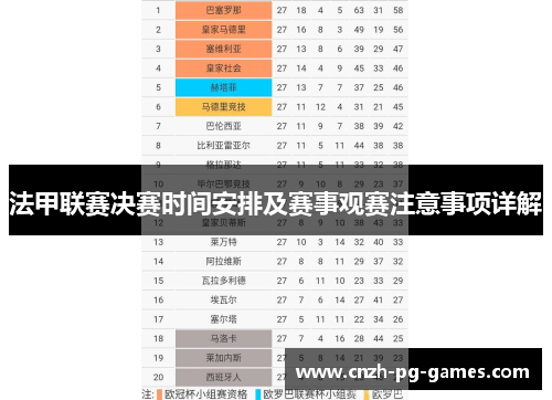 法甲联赛决赛时间安排及赛事观赛注意事项详解